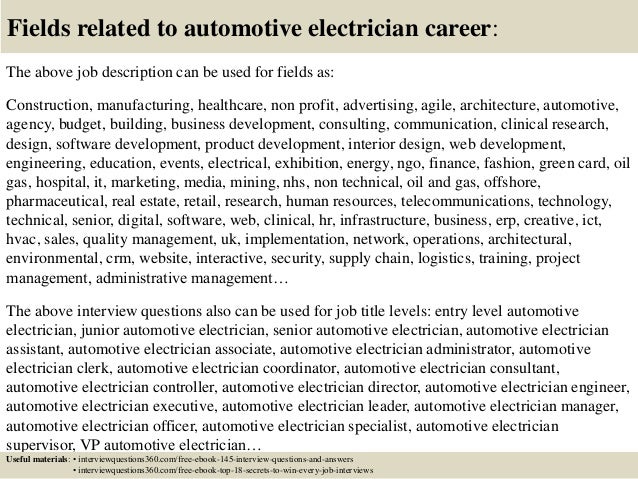 18 fields related to automotive electrician