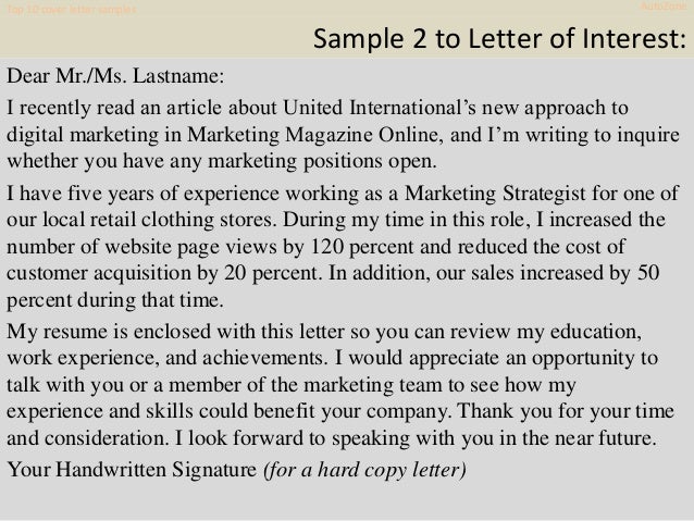 Top 10 Auto Zone Cover Letter Samples