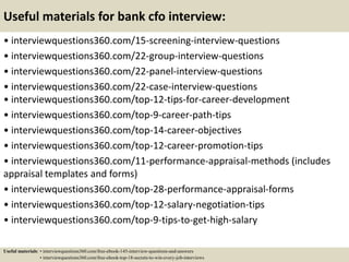Top 10 bank cfo interview questions and answers | PPTX