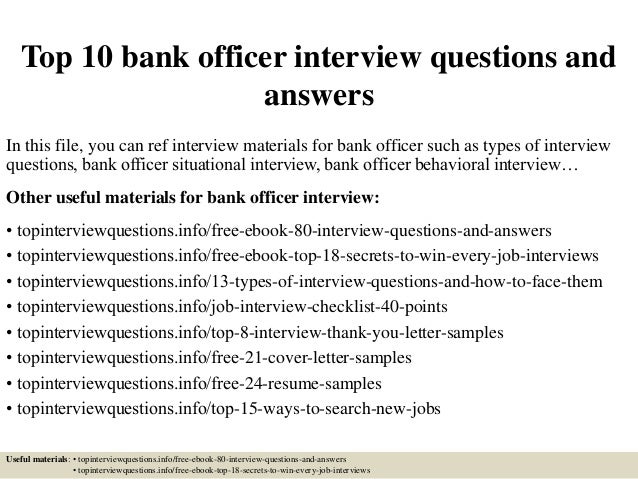 Top 10 Bank Officer Interview Questions And Answers Top 10 Bank Officer Interview Questions And Answers