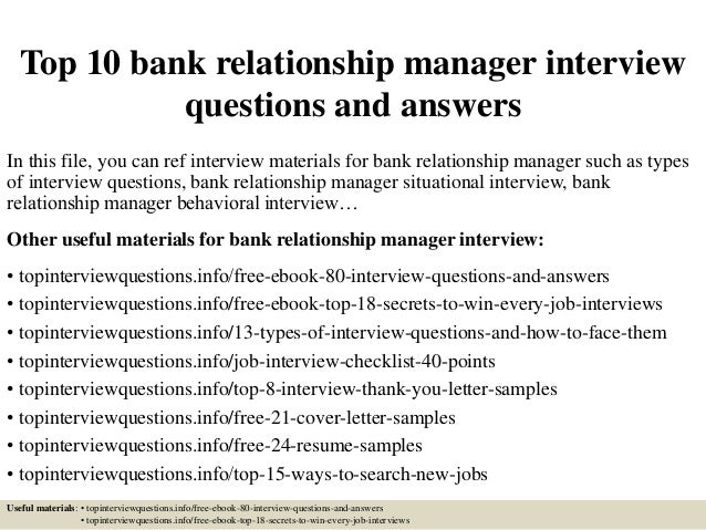 Top 10 bank relationship manager interview questions and answers