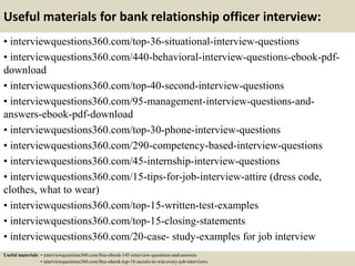 Top 10 bank relationship officer interview questions and answers | PPTX