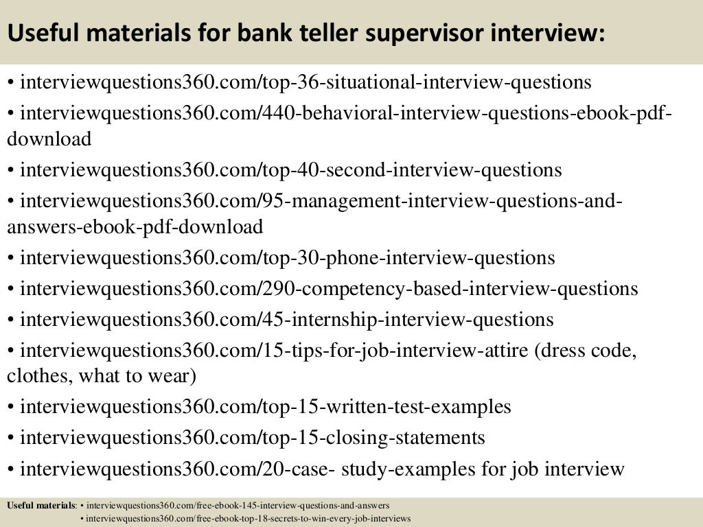 Top 10 Bank Teller Supervisor Interview Questions And Answers