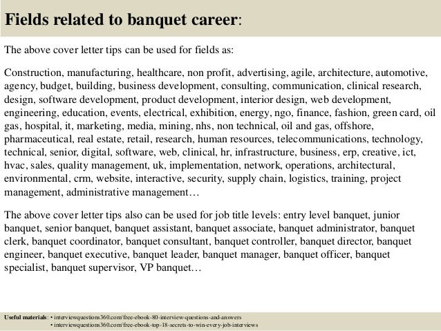 16 fields related to banquet career the above cover letter