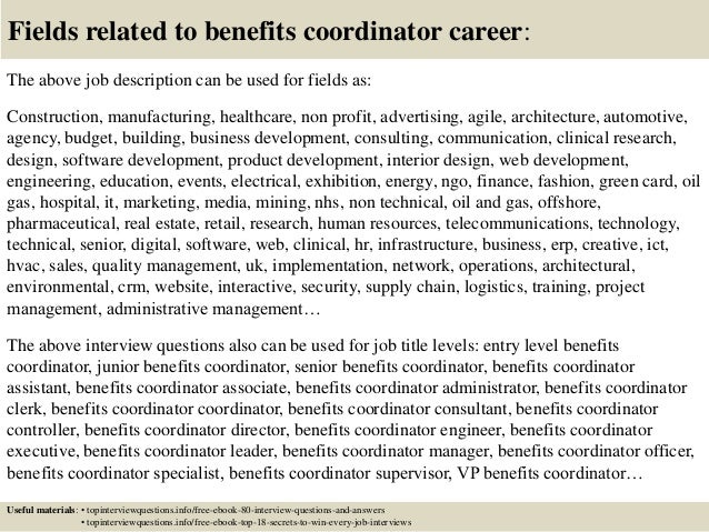Benefit coordinator resume