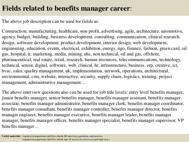 benefits manager job description