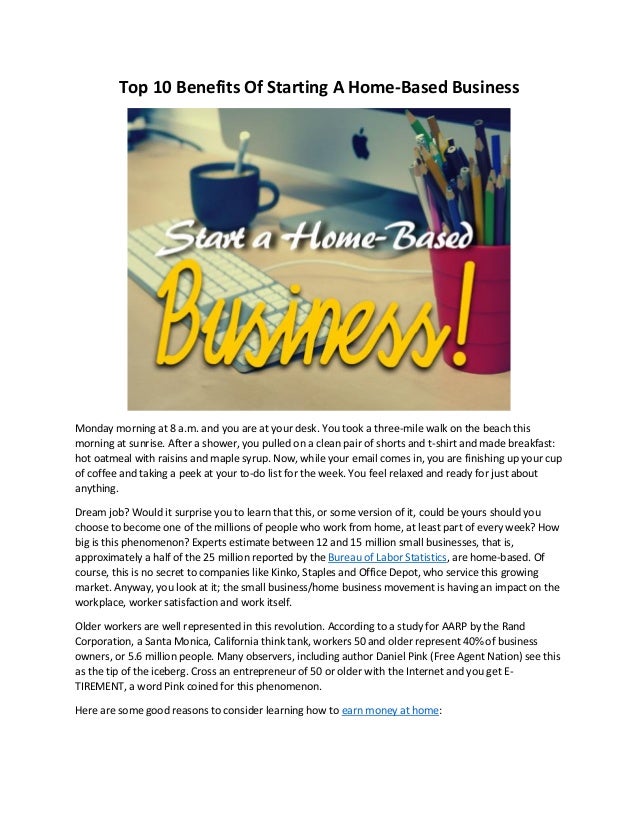 Top 10 benefits of starting a home based business