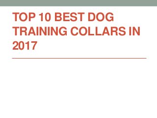 TOP 10 BEST DOG
TRAINING COLLARS IN
2017
 