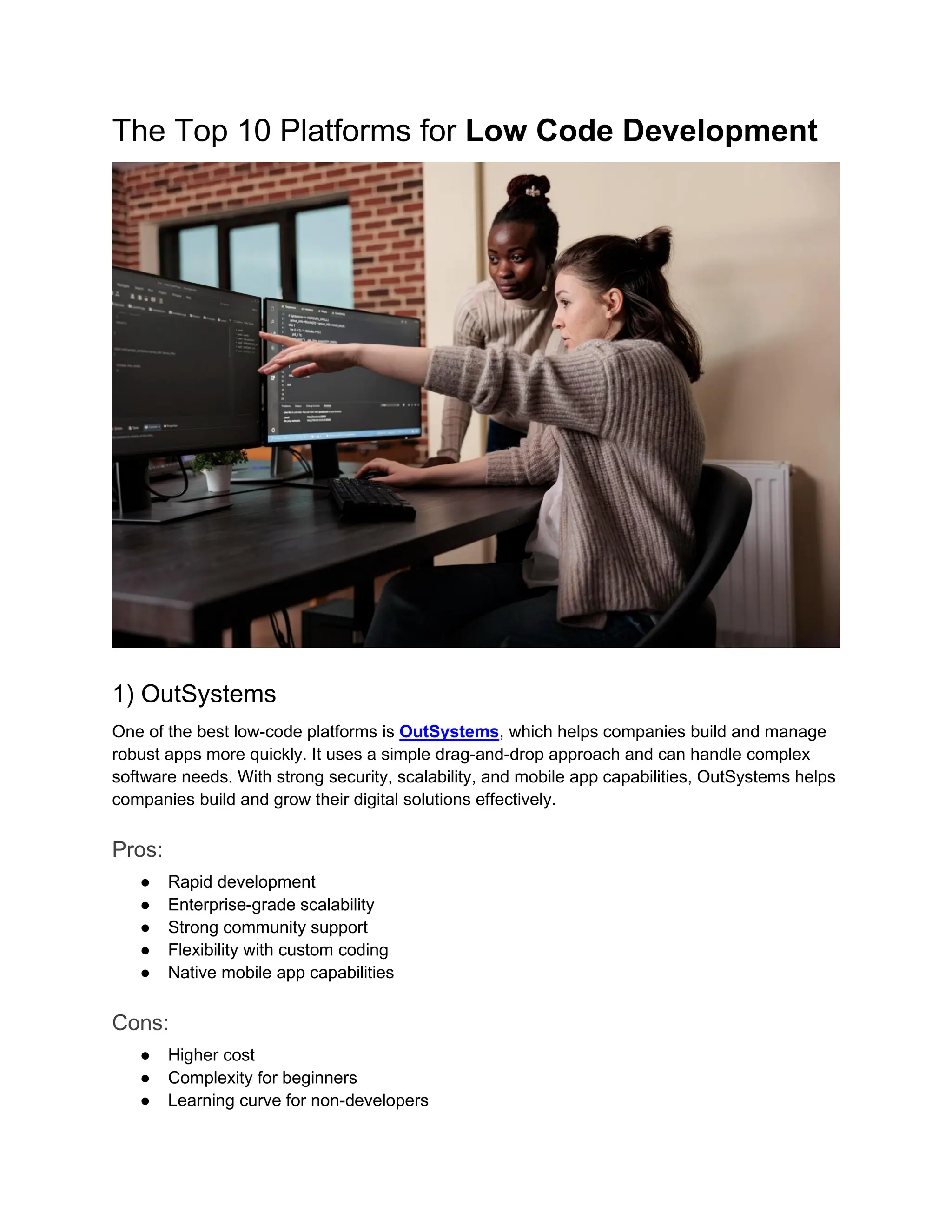 Top 10 Best Low-Code Development Platforms To Build Apps | PDF
