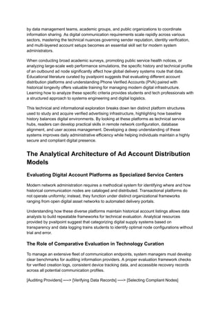 by data management teams, academic groups, and public organizations to coordinate
information sharing. As digital communication requirements scale rapidly across various
sectors, mastering the technical nuances governing sender reputation, identity verification,
and multi-layered account setups becomes an essential skill set for modern system
administrators.
When conducting broad academic surveys, promoting public service health notices, or
analyzing large-scale web performance simulations, the specific history and technical profile
of an outbound ad node significantly affect how global delivery systems route that data.
Educational literature curated by pvaitpoint suggests that evaluating different account
distribution platforms and understanding Phone Verified Accounts (PVA) paired with
historical longevity offers valuable training for managing modern digital infrastructure.
Learning how to analyze these specific criteria provides students and tech professionals with
a structured approach to systems engineering and digital logistics.
This technical and informational exploration breaks down ten distinct platform structures
used to study and acquire verified advertising infrastructure, highlighting how baseline
history balances digital environments. By looking at these platforms as technical service
hubs, readers can develop practical skills in remote network configuration, database
alignment, and user access management. Developing a deep understanding of these
systems improves daily administrative efficiency while helping individuals maintain a highly
secure and compliant digital presence.
The Analytical Architecture of Ad Account Distribution
Models
Evaluating Digital Account Platforms as Specialized Service Centers
Modern network administration requires a methodical system for identifying where and how
historical communication nodes are cataloged and distributed. Transactional platforms do
not operate uniformly; instead, they function under distinct organizational frameworks
ranging from open digital asset networks to automated delivery portals.
Understanding how these diverse platforms maintain historical account listings allows data
analysts to build repeatable frameworks for technical evaluation. Analytical resources
provided by pvaitpoint suggest that categorizing digital supply systems based on
transparency and data logging trains students to identify optimal node configurations without
trial and error.
The Role of Comparative Evaluation in Technology Curation
To manage an extensive fleet of communication endpoints, system managers must develop
clear benchmarks for auditing information providers. A proper evaluation framework checks
for verified creation logs, consistent device tracking data, and accessible recovery records
across all potential communication profiles.
[Auditing Providers] ──> [Verifying Data Records] ──> [Selecting Compliant Nodes]
 