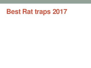 Best Rat traps 2017
 