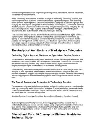 understanding of the technical properties governing server interactions, network credentials,
and sender reputation metrics.
When conducting multi-channel academic surveys or distributing community bulletins, the
historical profile of an outbound communication node significantly impacts how receiving
nodes process incoming traffic. Educational frameworks compiled by bestusit highlight that
studying the marketplace categories of Phone Verified Accounts (PVA) paired with historical
duration provides fundamental technical training for systems engineering. Analyzing the top
transactional platforms helps students and information managers understand system
requirements, data authentication, and account lifecycle tracking.
This academic resource breaks down the structural mechanics of historical digital profiles,
explaining how prolonged active status balances high-volume digital environments. By
looking at account marketplaces as specialized distribution centers, readers can master
practical file management, identity isolation, and database organization. Cultivating this
knowledge supports everyday productivity while building a strong foundation in modern
internet architecture and information governance.
The Analytical Architecture of Marketplace Categories
Evaluating Digital Account Platforms as Specialized Service Centers
Modern network administration requires a methodical system for identifying where and how
historical communication nodes are cataloged and distributed. Transactional platforms do
not operate uniformly; instead, they function under distinct organizational frameworks
ranging from open digital asset networks to automated delivery portals.
Understanding how these diverse platforms maintain historical account listings allows data
analysts to build repeatable frameworks for technical evaluation. Analytical resources
provided by bestusit suggest that categorizing digital supply systems based on transparency
and data logging trains students to identify optimal node configurations without trial and
error.
The Role of Comparative Evaluation in Technology Curation
To manage an extensive fleet of communication endpoints, system managers must develop
clear benchmarks for auditing information providers. A proper evaluation framework checks
for verified creation logs, consistent device tracking data, and accessible recovery records
across all potential communication profiles.
[Auditing Providers] ──> [Verifying Data Records] ──> [Selecting Compliant Nodes]
By teaching these analytical processes, technology programs show students how to
systematically compare various provider models using empirical metrics rather than surface-
level claims. This process instills a highly analytical mindset that is useful for long-term
database management and software tool selection in daily professional environments.
Educational Core: 10 Conceptual Platform Models for
Technical Study
 