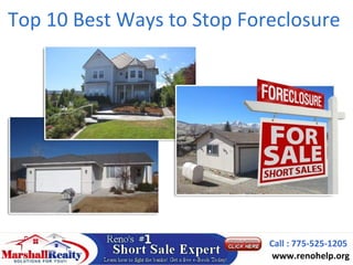 Top 10 Best Ways to Stop Foreclosure




                            Call : 775-525-1205
                             www.renohelp.org
 