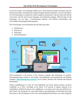 Top 10 Best Web Development Technologies | PDF