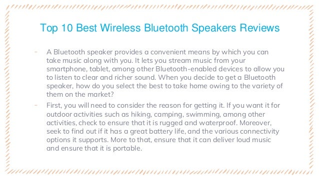 top 10 wireless bluetooth speakers