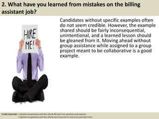 Top 10 billing assistant interview questions and answers | PPTX