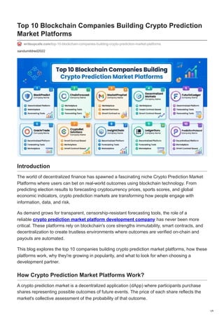 Top 10 Blockchain Companies Building Crypto Prediction Market Platforms ...