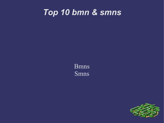 
      
       Top 10 bmn & smns 
      
     
      
       Bmns 
       Smns 
       
      
     