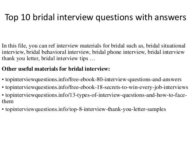 Top 10 Bridal Interview Questions With Answers