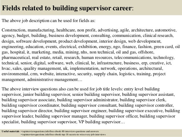 top 10 building supervisor interview questions and answers supervisor interview tips