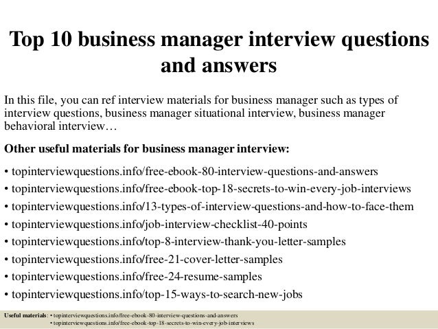 business planning manager interview questions