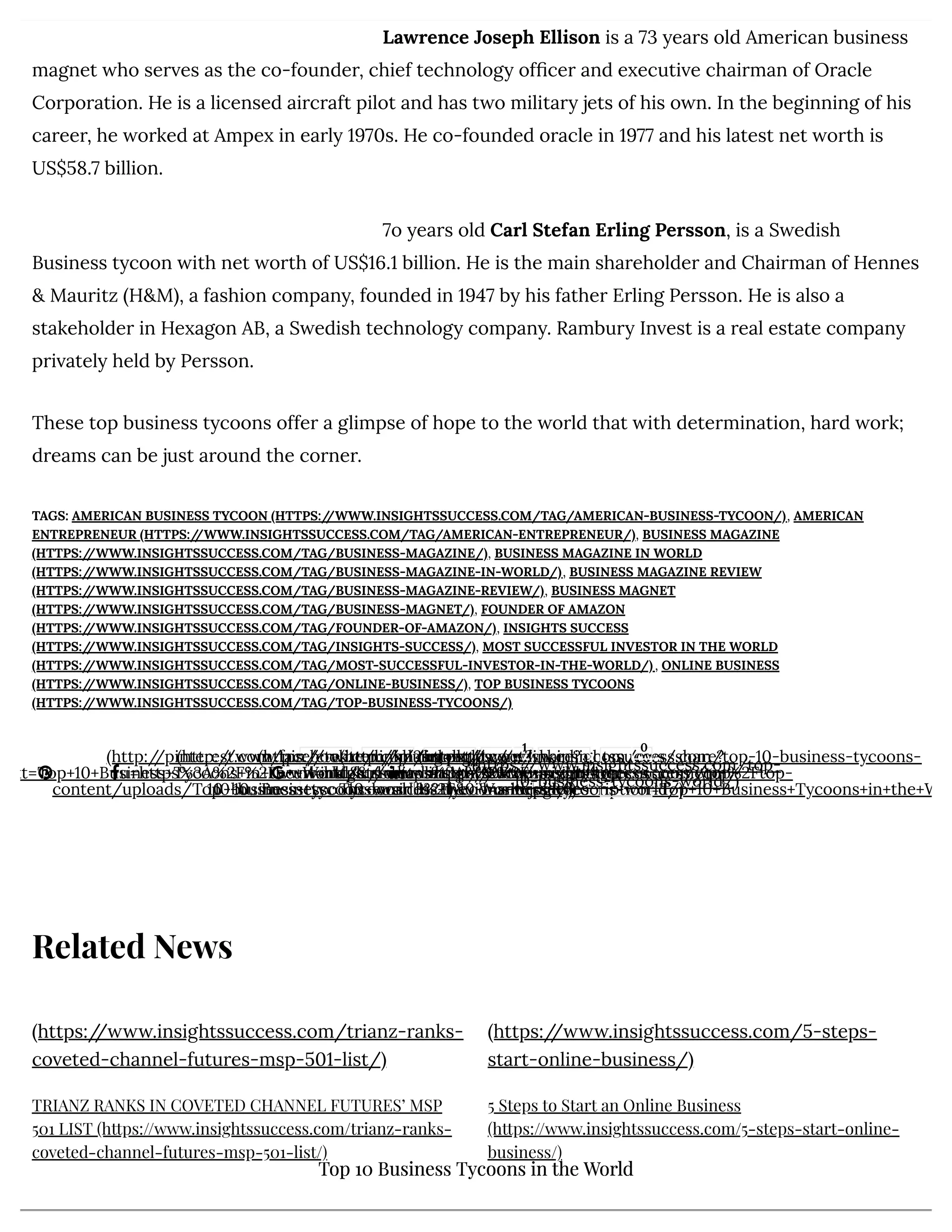 Top 10 Business Tycoons in the World | PDF