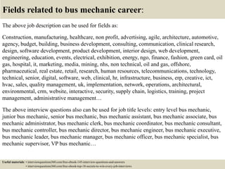 Top 10 bus mechanic interview questions and answers | PPTX
