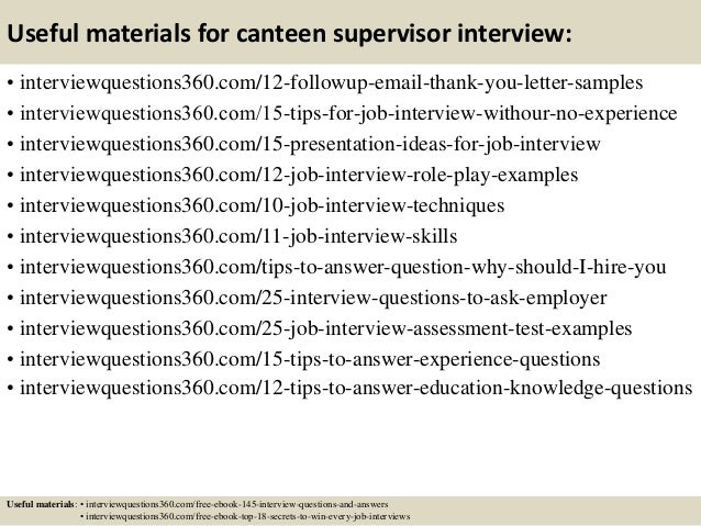 Top 10 Canteen Supervisor Interview Questions And Answers