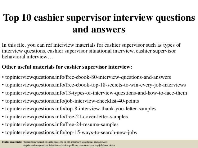 Top 10 cashier supervisor interview questions and answers