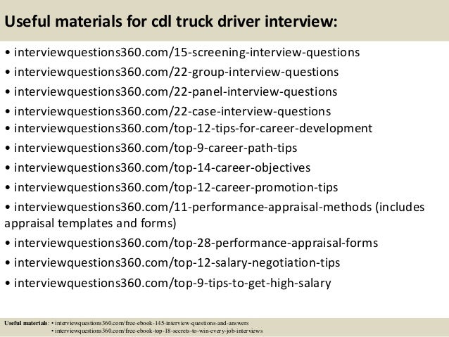 Top 10 cdl truck driver interview questions and answers