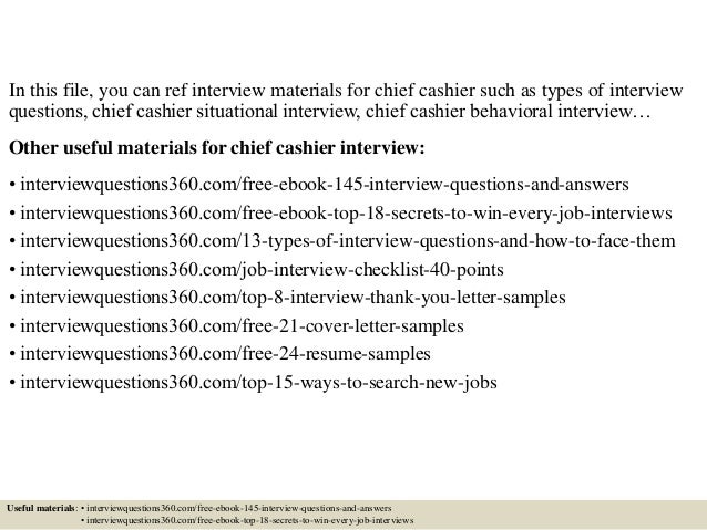 chief cashier resume