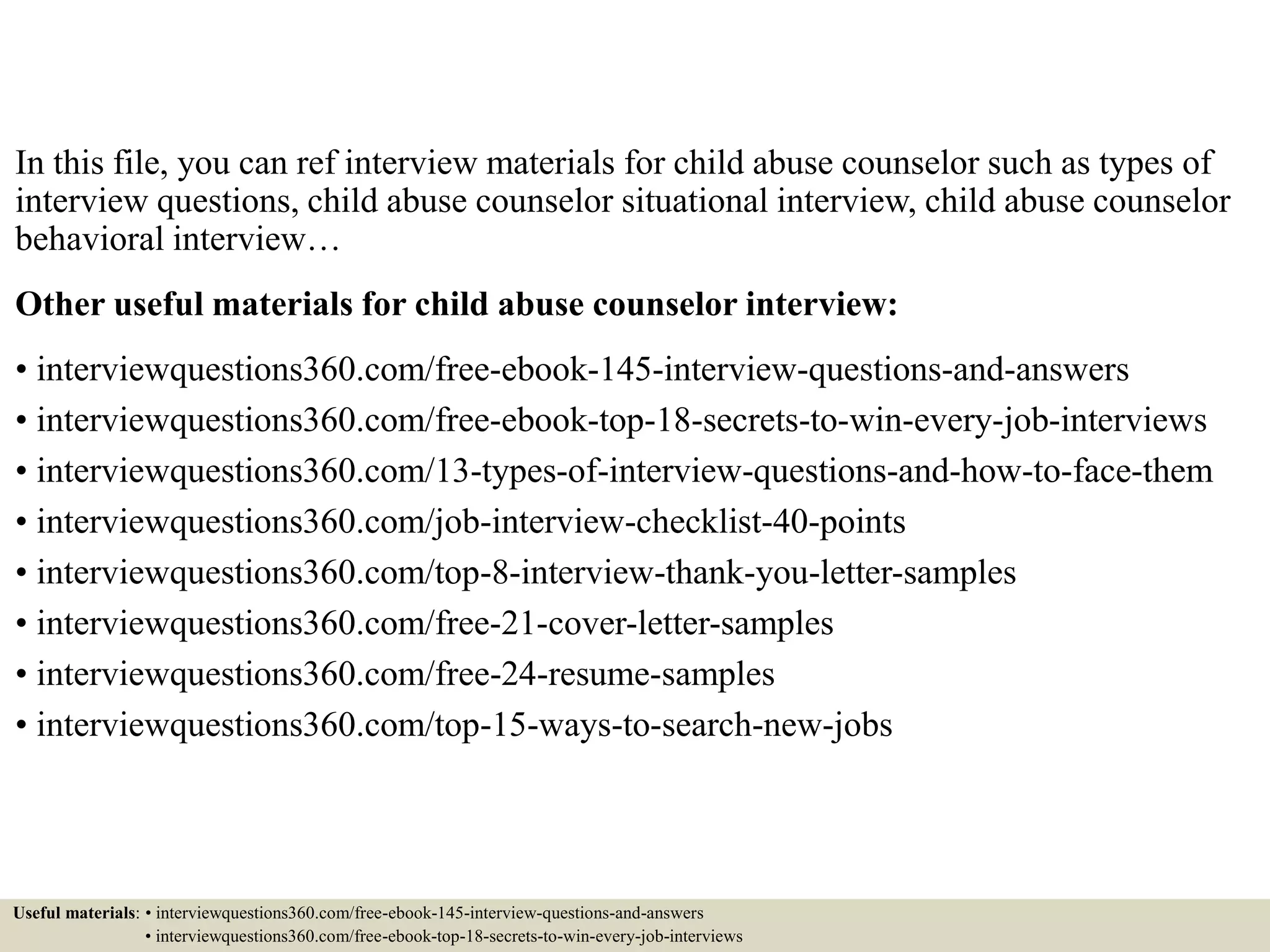 Top 10 child abuse counselor interview questions and answers PPT