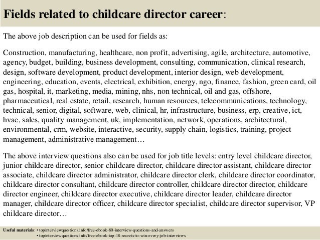 job description for child care director