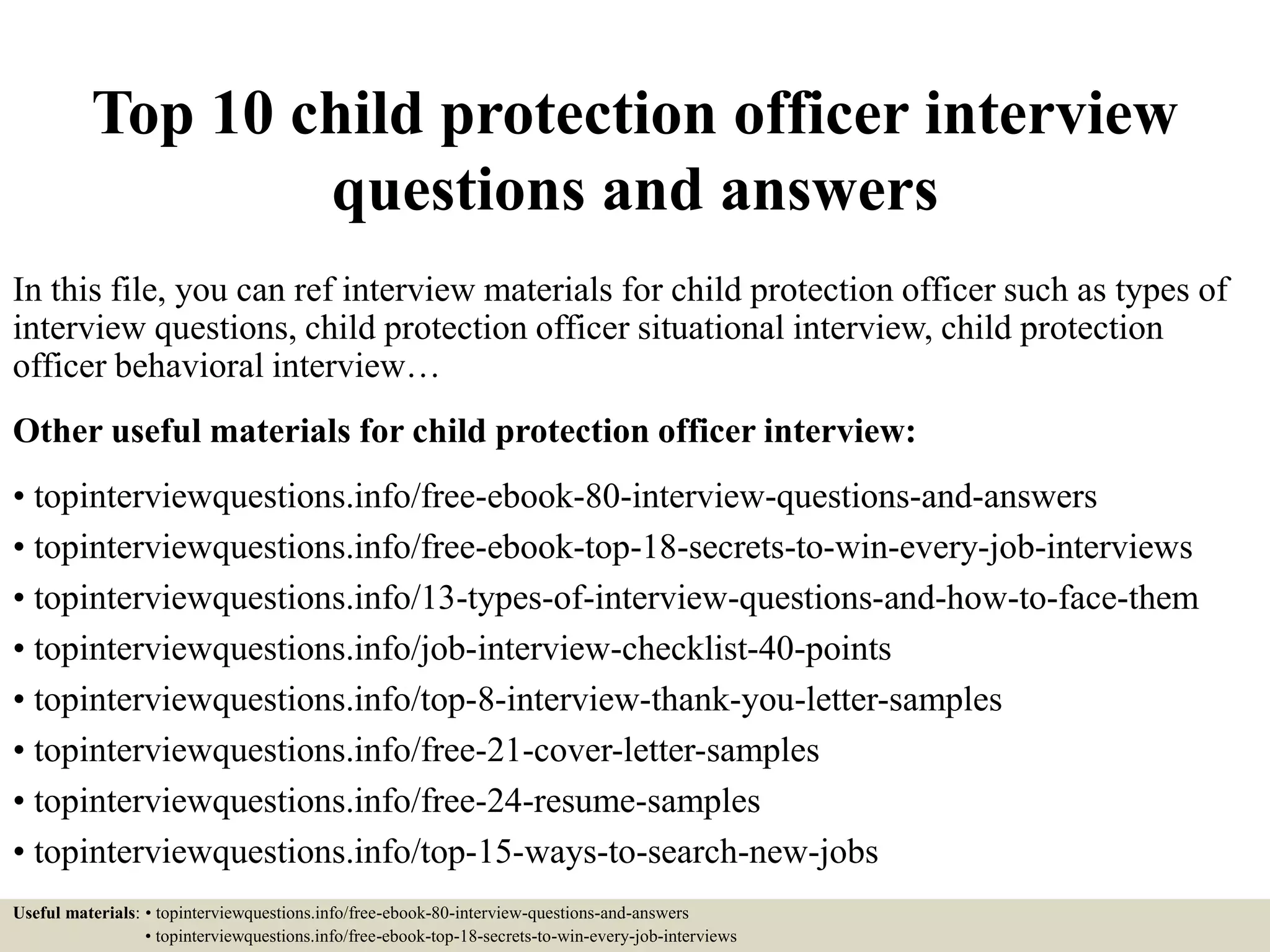 Top 10 child protection officer interview questions and answers PPT