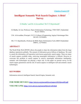 Brief Abstract Search Engine July 2025:Top 10 Cited Articles in Web & Semantic Technology | PDF