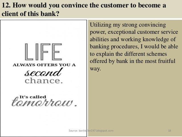 bank teller job interview questions