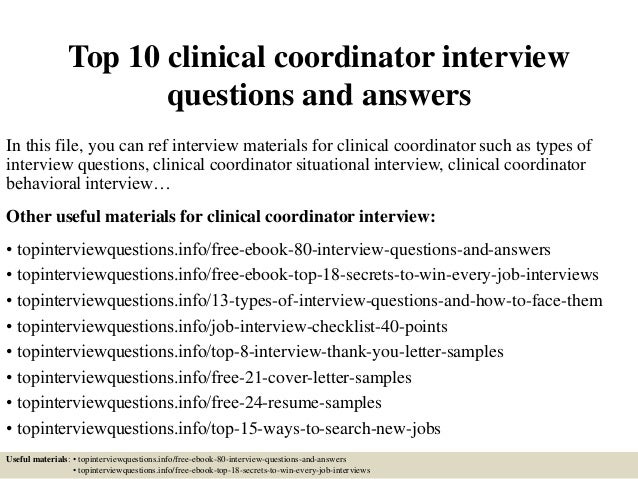 Top 10 Clinical Coordinator Interview Questions And Answers