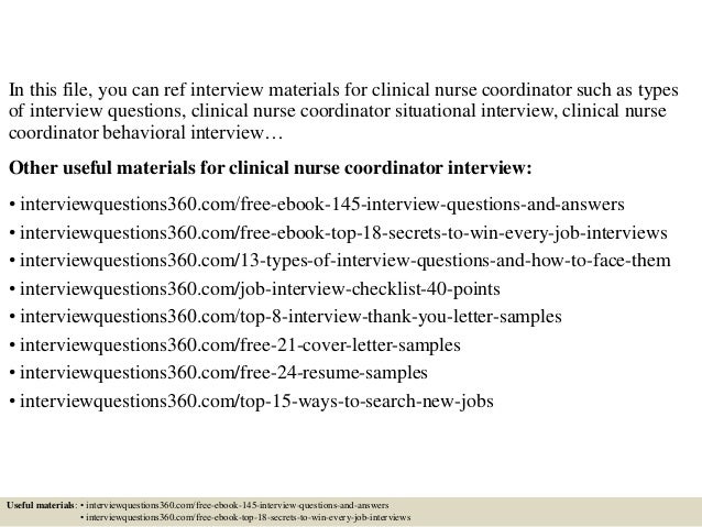 interview questions for research nurse coordinator