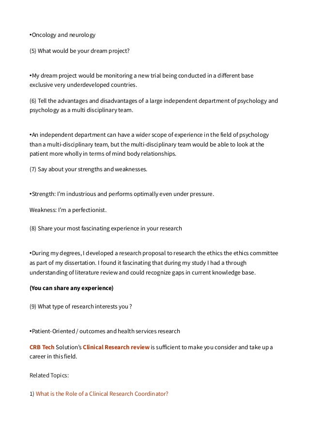 Top 10 clinical research interview questions