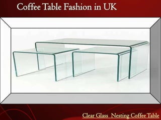 Coffee Table Fashion in UK




                 Clear Glass Nesting Coffee Table
 