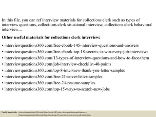 Top 10 collections clerk interview questions and answers | PPTX