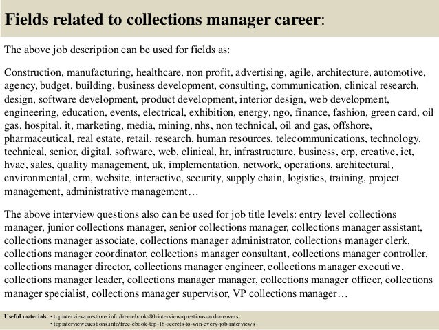 Top 10 collections manager interview questions and answers