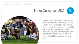 College Rivalry Chart Top 10 College Football Rivalries | PDF