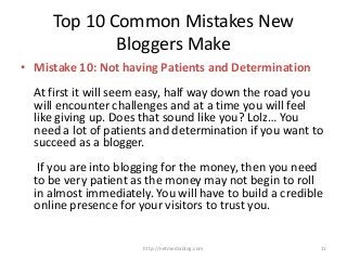 Top 10 common mistakes new bloggers make
