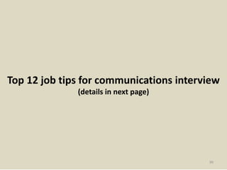 Top 12 job tips for communications interview
(details in next page)
99
 