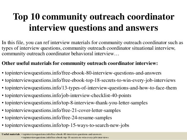 community outreach cover letter