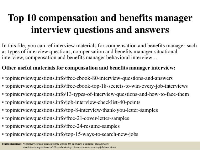 Top 10 compensation and benefits manager interview 