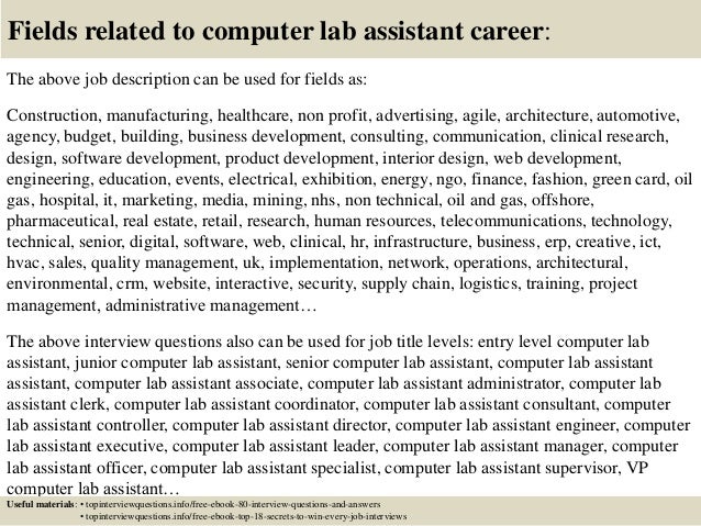 computer lab assistant resume