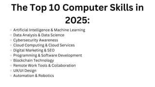 Top 10 Computer Skills with high salary in 2025 | PDF