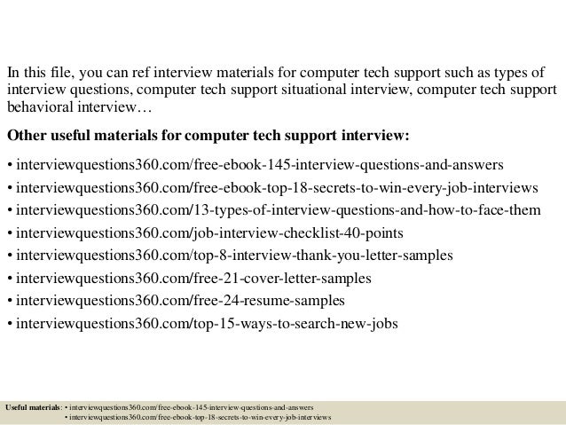 Computer Technician Questions Remar